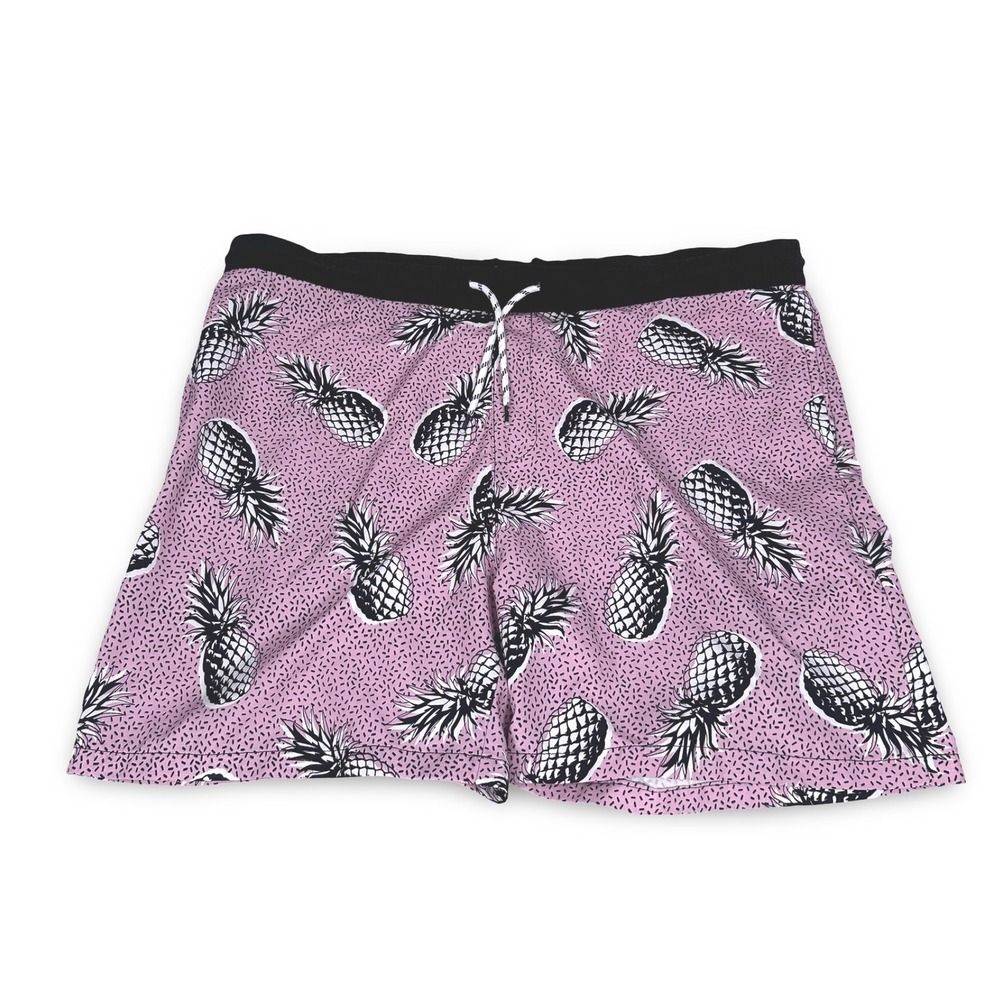 Public Rec Board Shorts Mens XL Linerless Swim Trunks Pink Pineapple Drawstring